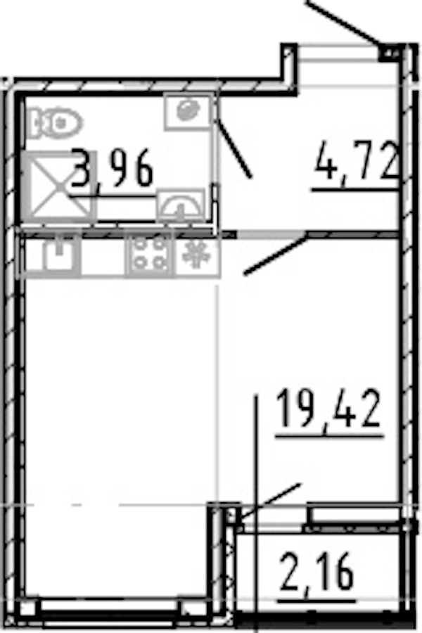 Квартира студия 28.1 м², 18/22 эт., ЖК «Город Первых»